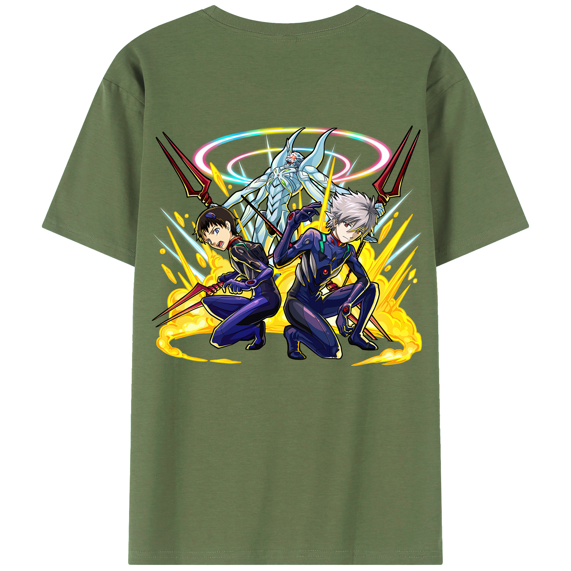 （画像用） EVA 新世紀エヴァンゲリオン 綿100％ メンズ半袖Tシャツ（バックプリント） 通気性